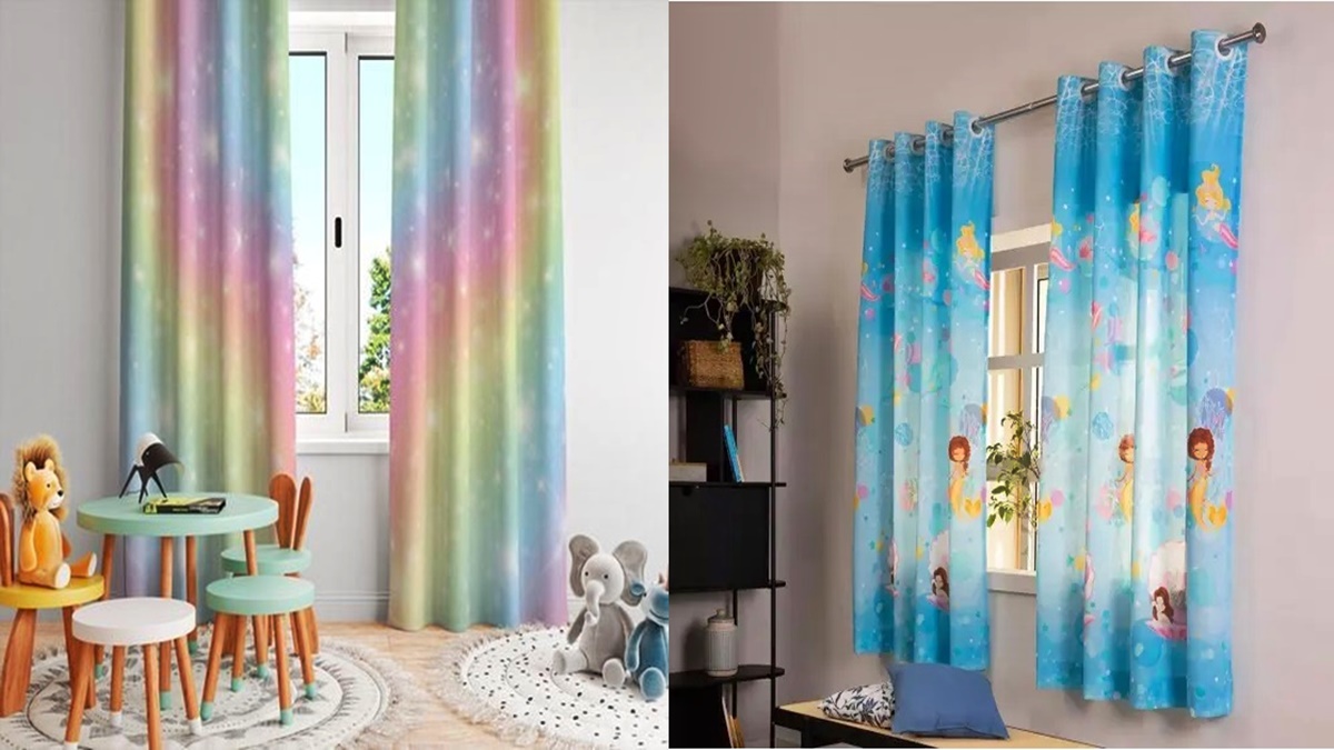 Cortinas coloridas ou com estampas de acordo com a temática poderão dar vida a decoração